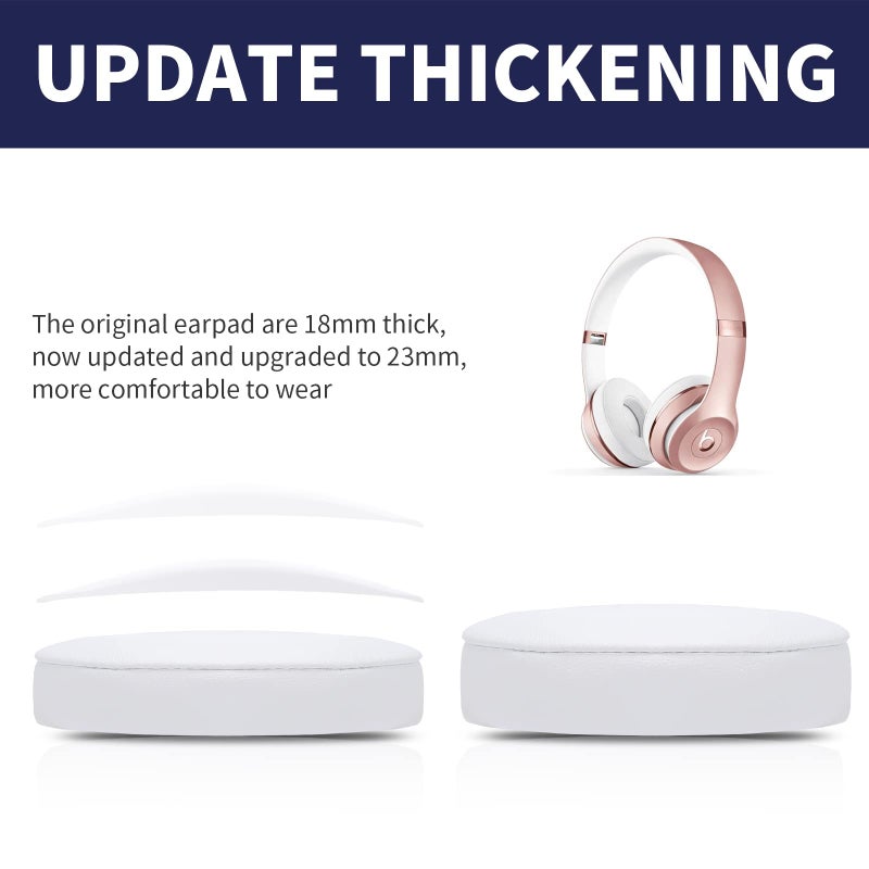 Damex Updated Thickened Solo Wireless 2/3 Replacement Ear Pads,earpads for Beats Solo 2/3 Wireless Headphone (White) - Image 4